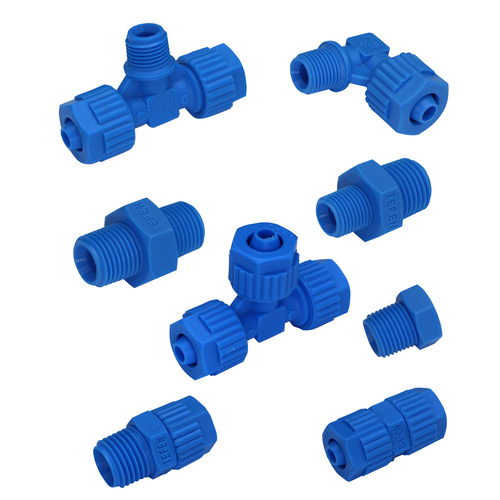 6 mm Tube OD Blue Pack of 5 Tefen Fiberglass Polypropylene Compression Tube Fitting Union 